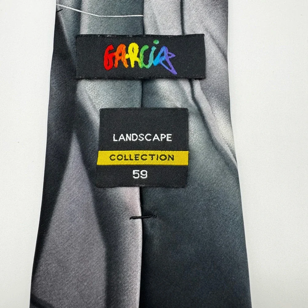 J. Garcia Landscape Collection 59 Silk Tie Grayscale Abstract Mens Grateful Dead